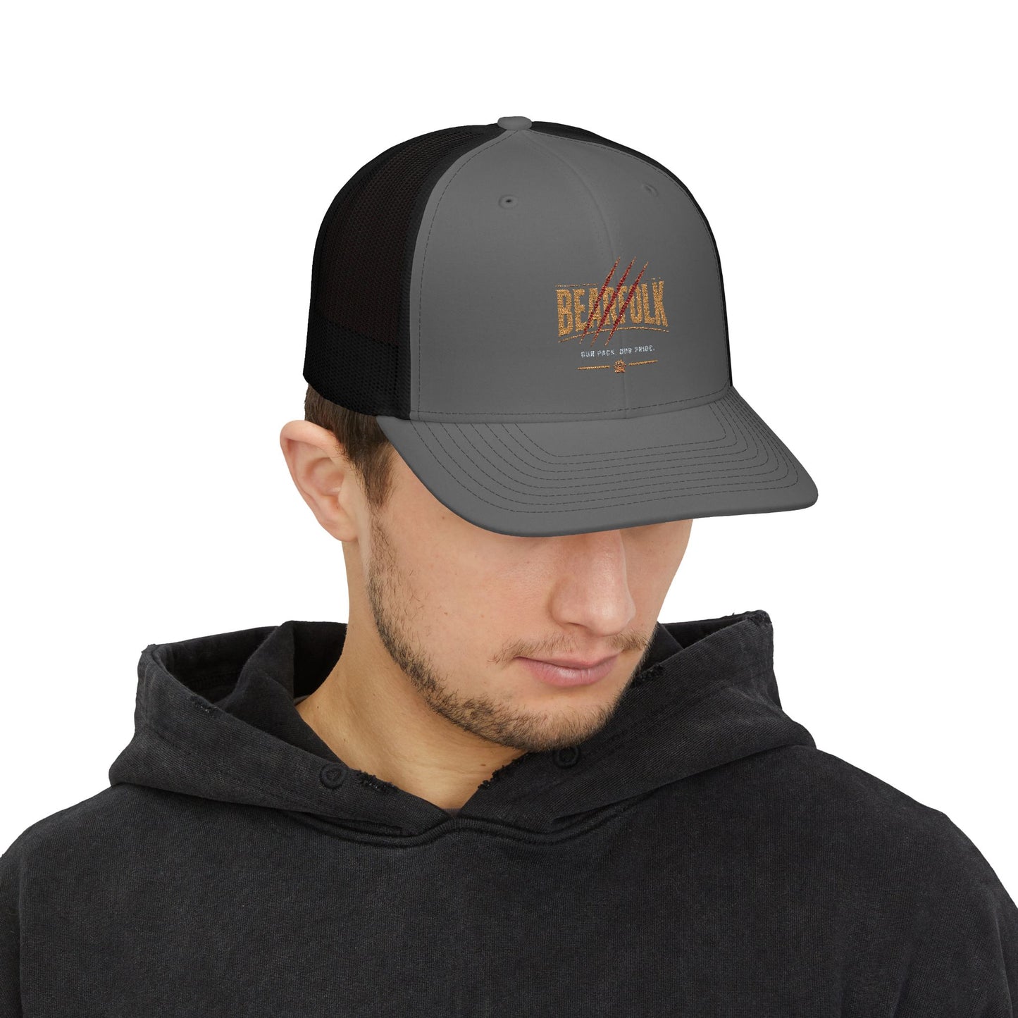 Bearfolk Bearclaw Retro Trucker Cap — Rustic Hunting Snapback Hat