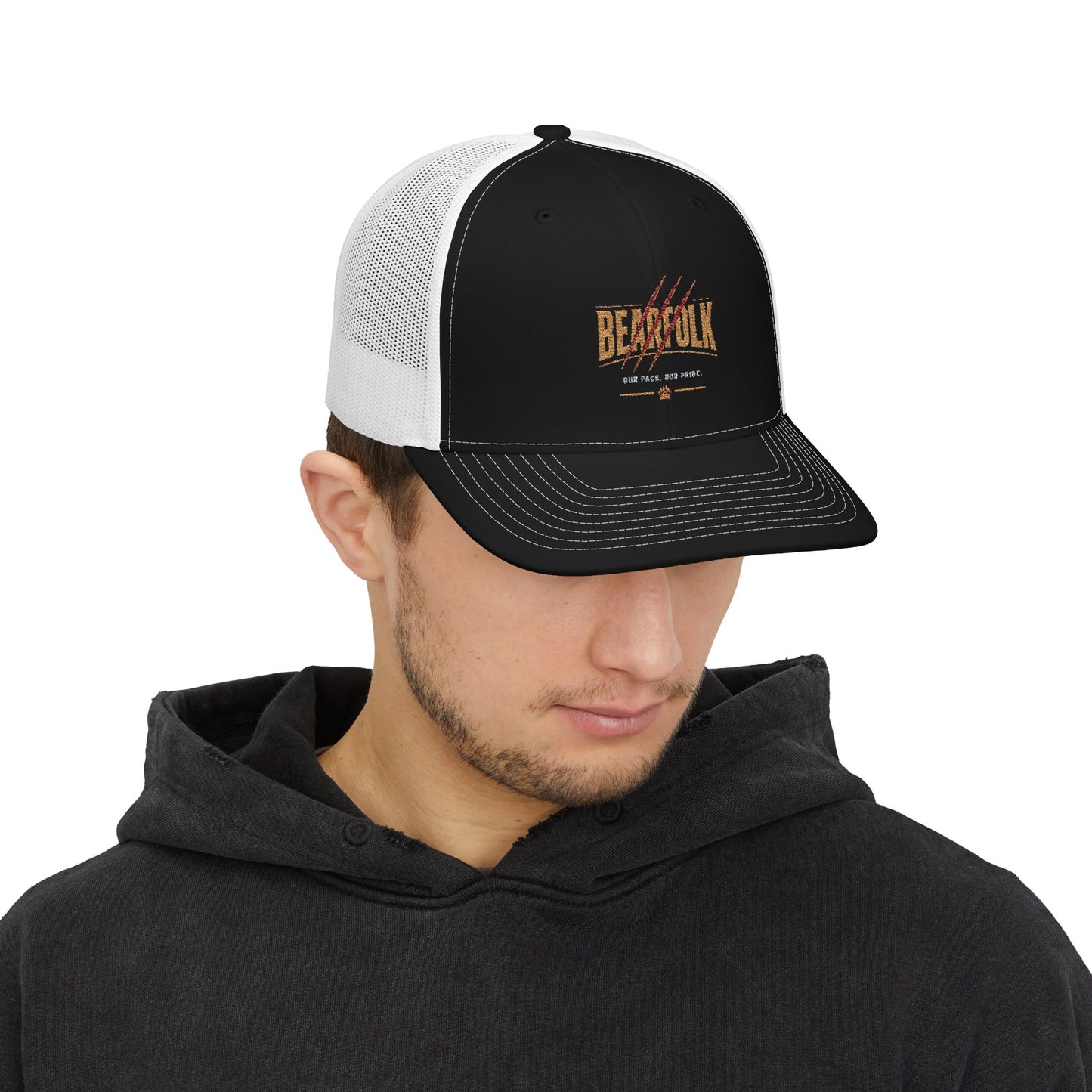 Bearfolk Bearclaw Retro Trucker Cap — Rustic Hunting Snapback Hat