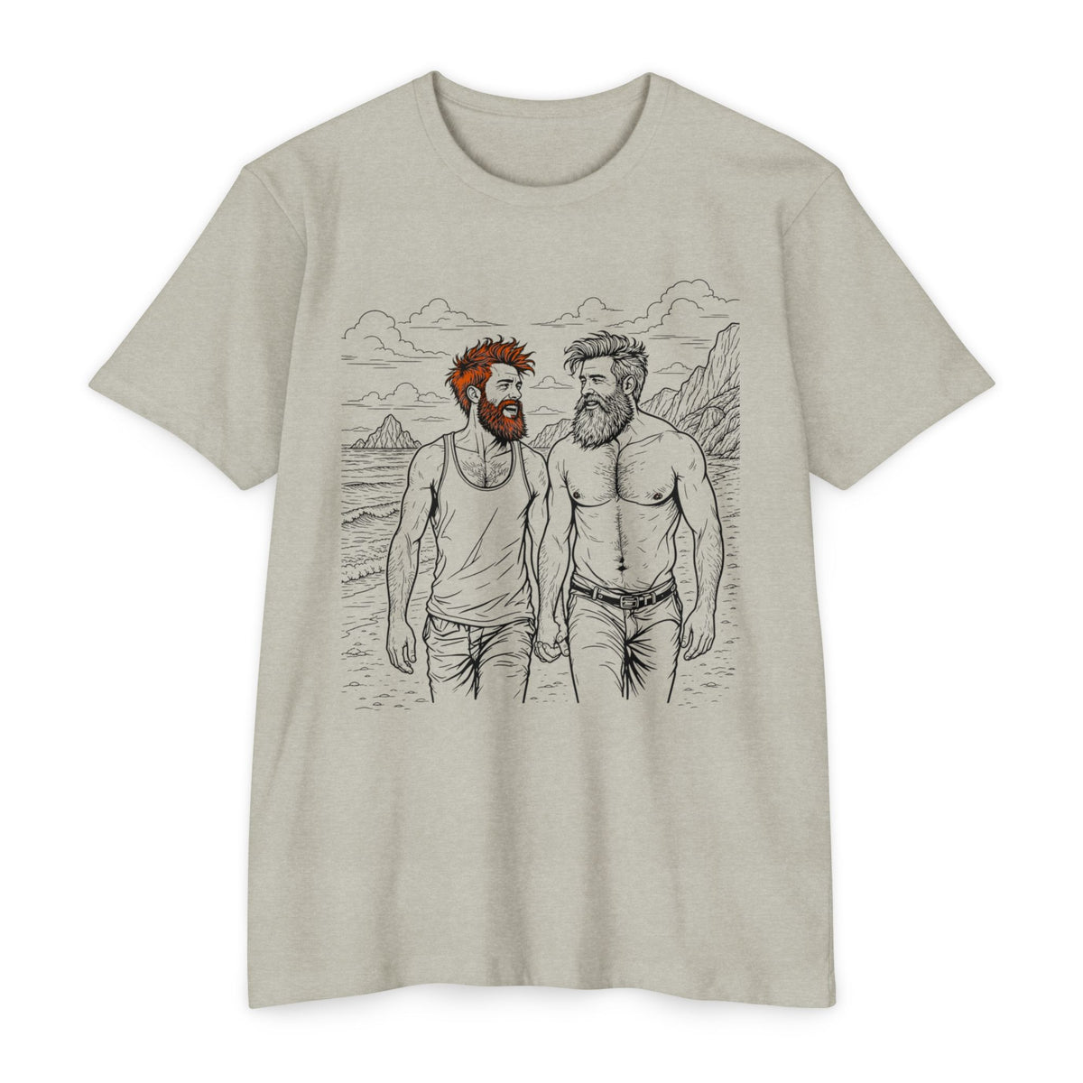 Coastal Connection Bear Pride Gay Couple Beach Graphic Tee for Men
