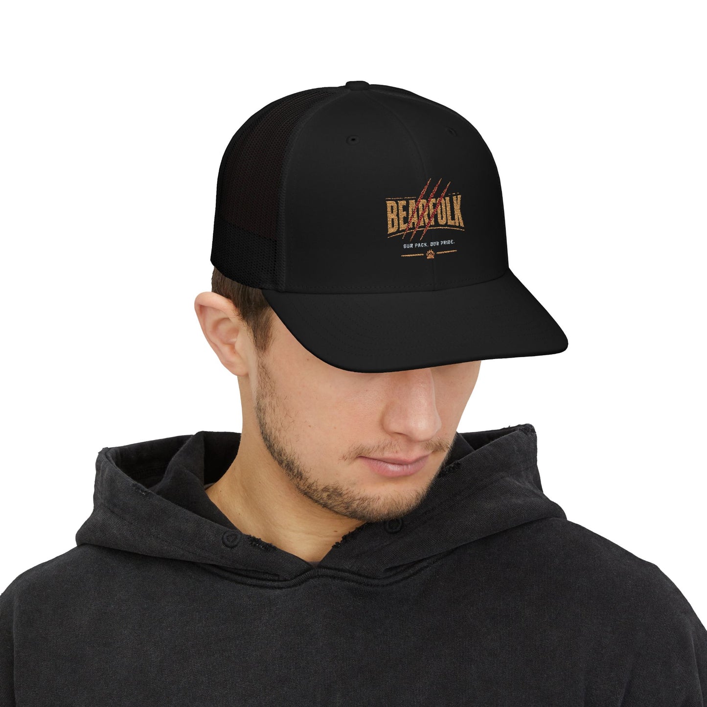 Bearfolk Bearclaw Retro Trucker Cap — Rustic Hunting Snapback Hat