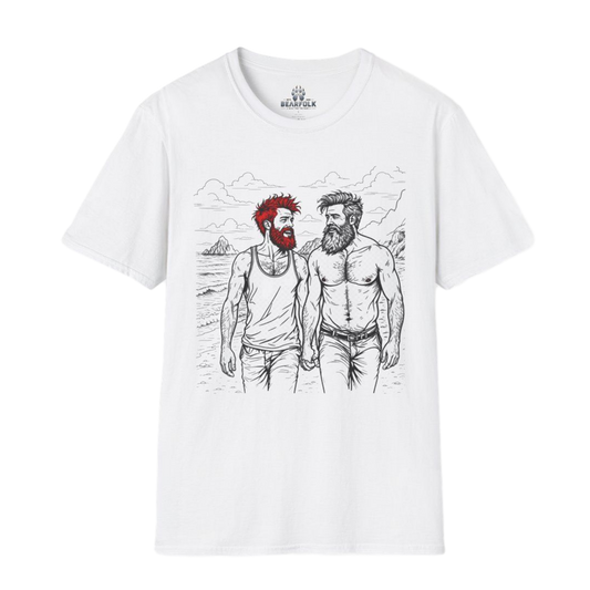 Coastal Connection Bear Pride Gay Couple Beach Graphic Tee for Men
