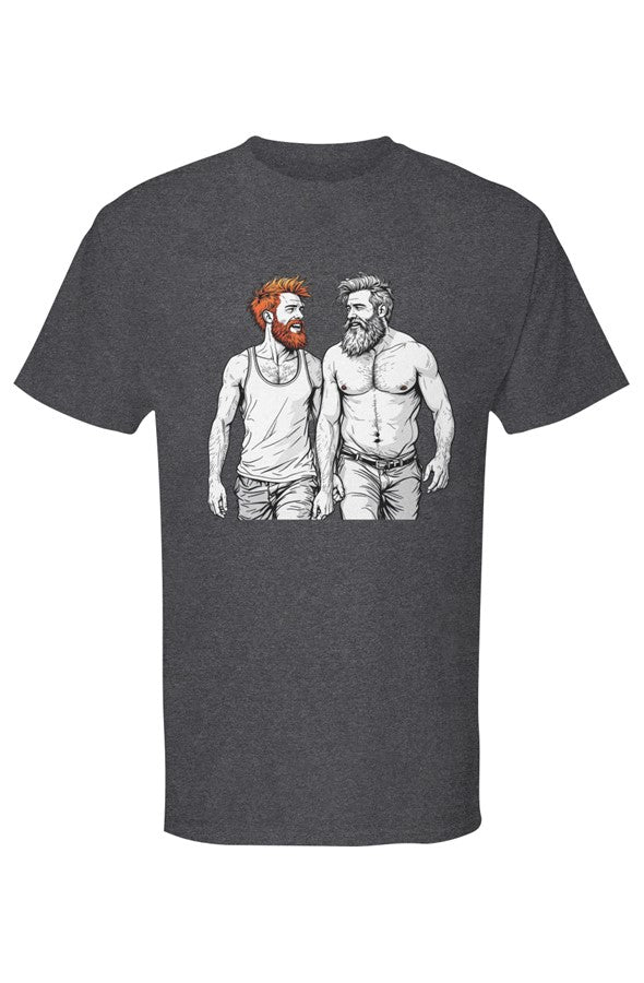 2 Men Walking Mens Gold Soft Touch Tshirt