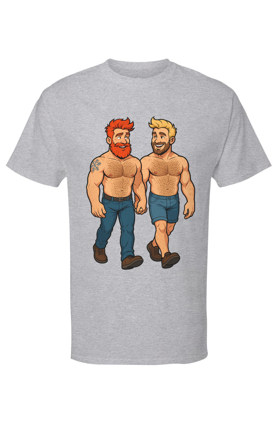 Walking Together Bear Pride Love Mens Gold Soft Touch Tshirt