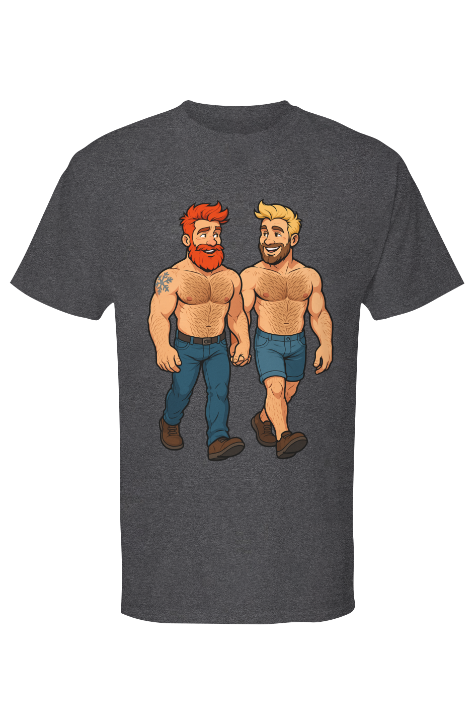 Walking Together Bear Pride Love Mens Gold Soft Touch Tshirt
