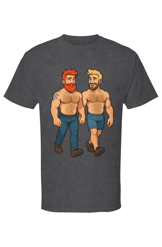 Walking Together Bear Pride Love Mens Gold Soft Touch Tshirt