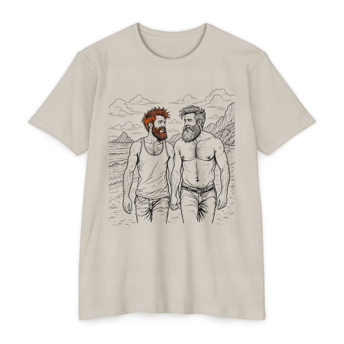 Coastal Connection Bear Pride Gay Couple Beach Graphic Tee for Men