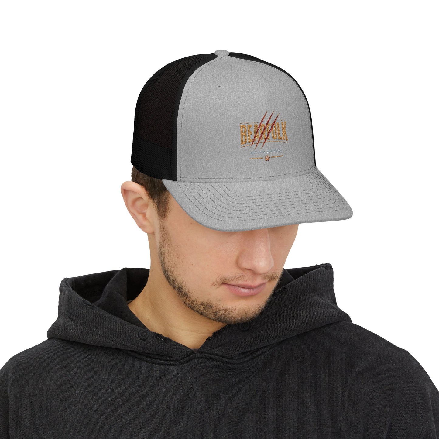 Bearfolk Bearclaw Retro Trucker Cap — Rustic Hunting Snapback Hat
